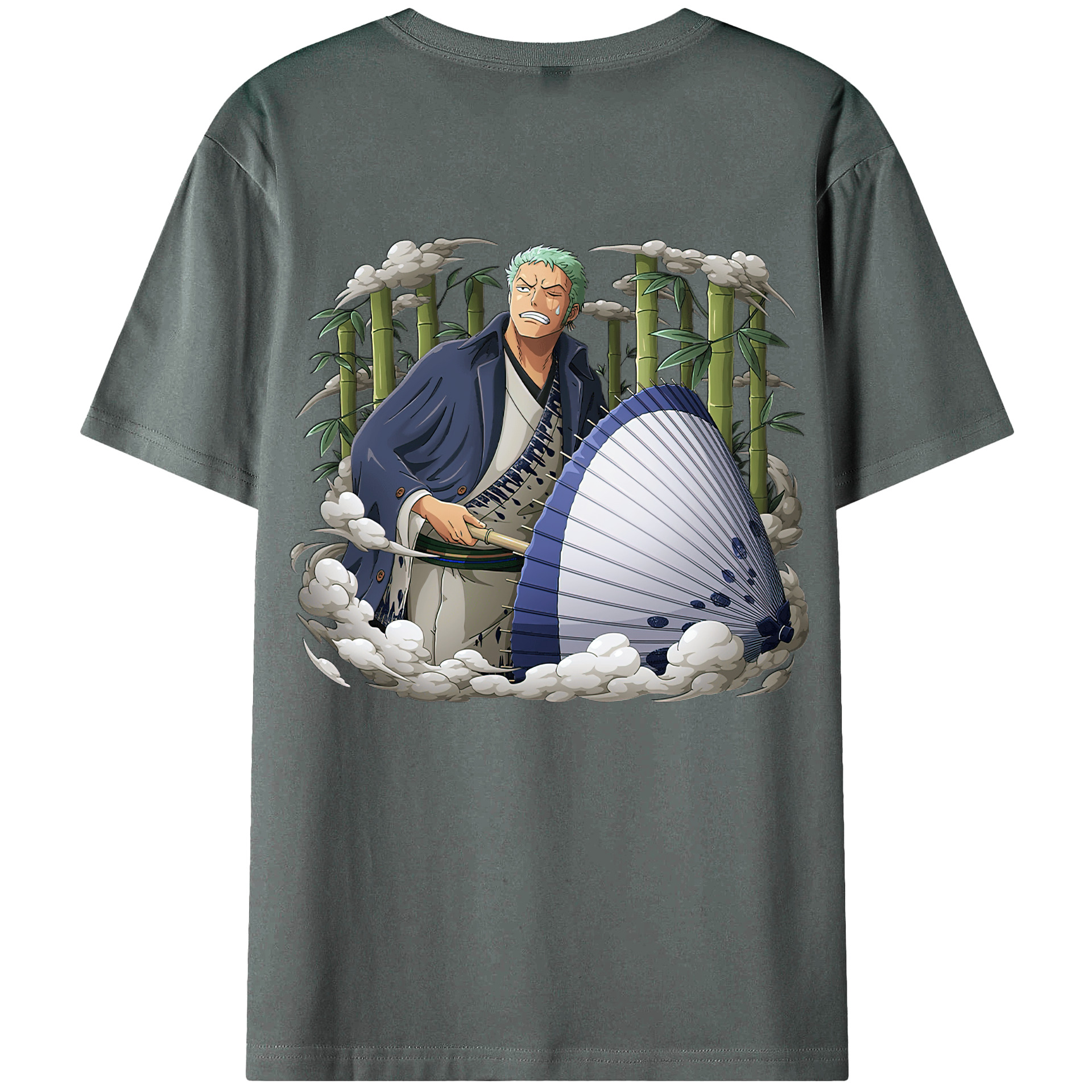 ワンピース ロロノア・ゾロ ONE PIECE Roronoa Zoro 綿100％ メンズ半袖Tシャツ（バックプリント） 通気性
